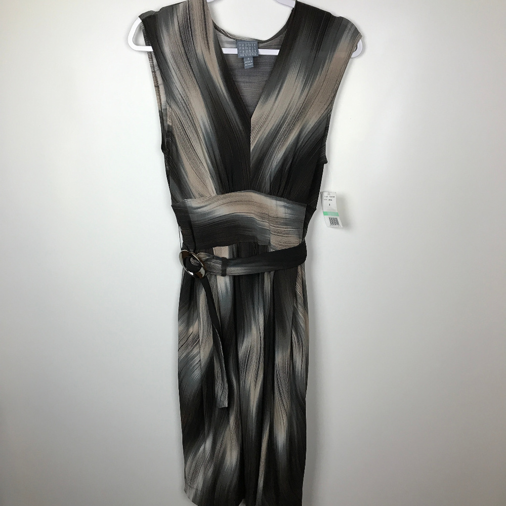 Rabbit Designs Sz 8 NWT Belted Brown Gray Dress